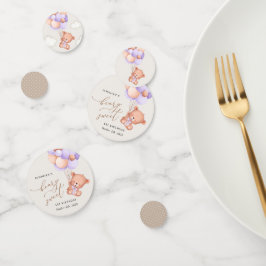 Baby Bear, Lila Balloons, erster Geburtstag Konfetti