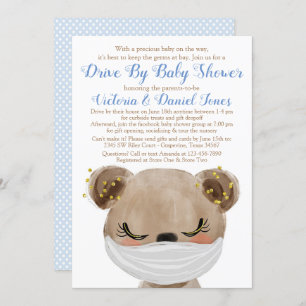 Baby Bear mit Maskenantrieb mit Babydusche Einladung