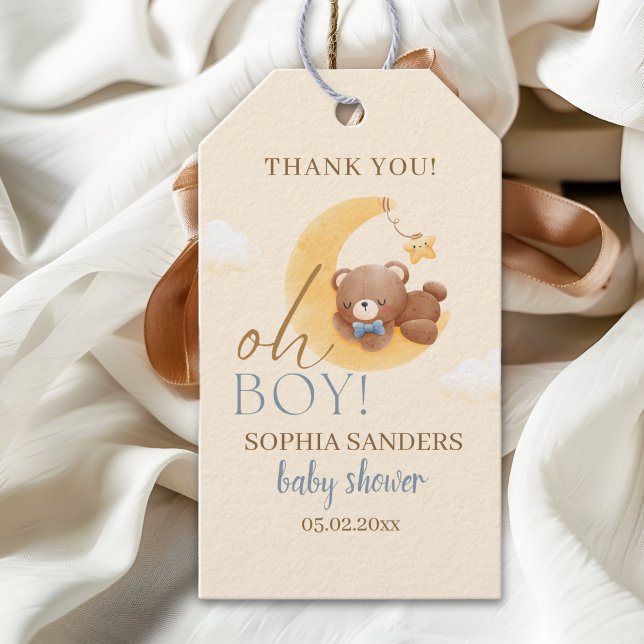 Baby Bear on the Way! Boy Baby Shower Geschenkanhänger (Von Creator hochgeladen)