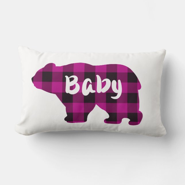Baby Bear Pink und Black Country kariert Lendenkissen (Vorderseite)