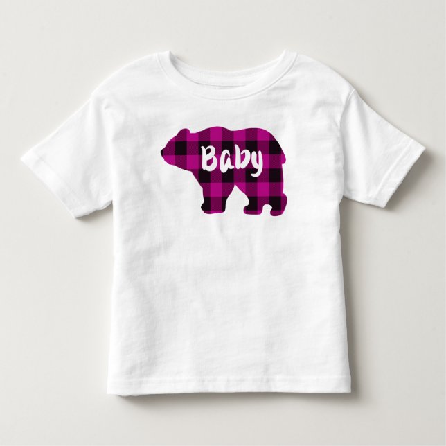 Baby Bear Pink und Black Country karierte Tablette Kleinkind T-shirt (Vorderseite)
