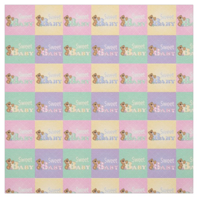 Baby-Bear-Quadrate| Pastellfarben Stoff (Muster)