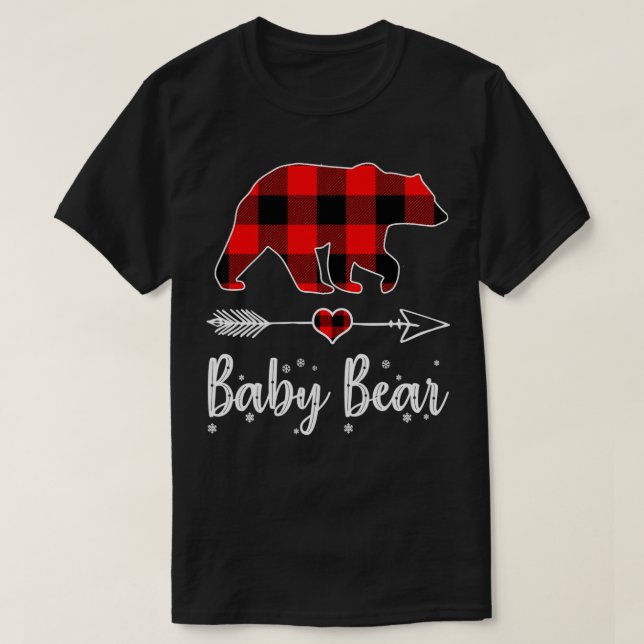 Baby Bear Red Kariert Christmas Pajama Familienges T-Shirt (Design vorne)