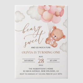 Baby Bear, rosa Balloons, erster Geburtstag