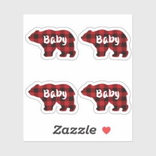 Baby Bear - rot und schwarz kariert Aufkleber