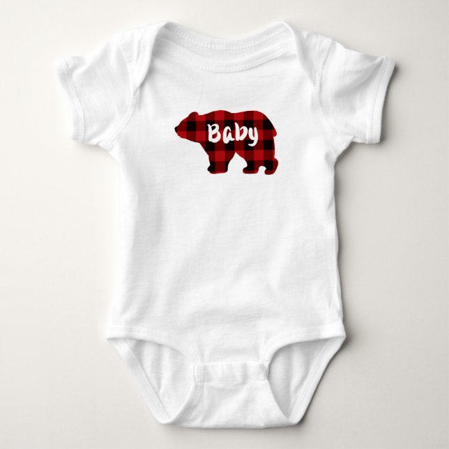 Baby Bear - rot und schwarz kariert Strampler (Vorderseite)