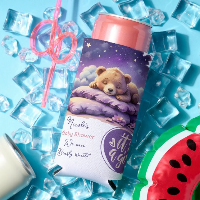 Baby Bear Schlafen Lila Galaxy Girl Babydusche Selters Dosenkühler (In Situ Sommer)