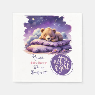 Baby Bear Schlafen Lila Galaxy Girl Babydusche Serviette