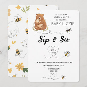 Baby Bear Sip & See Personalisiert Einladung