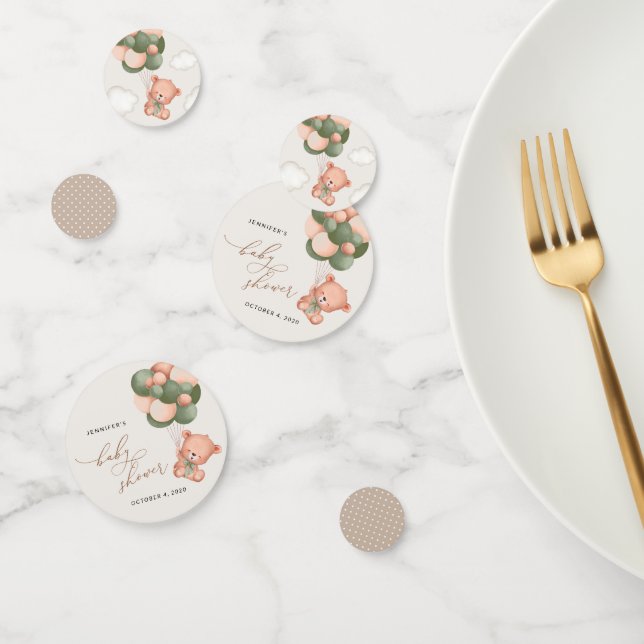 Baby Bear, Teddy Bear, Grüne Balloons, Babydusche Konfetti (Gruppe)