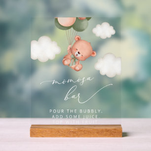 Baby Bear, Teddy Bear, Grüne Balloons, Momosa Bar Acrylschild