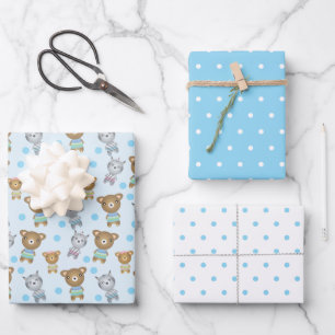 Baby Bear und Zebra, Polka Dot Geschenkpapier Set