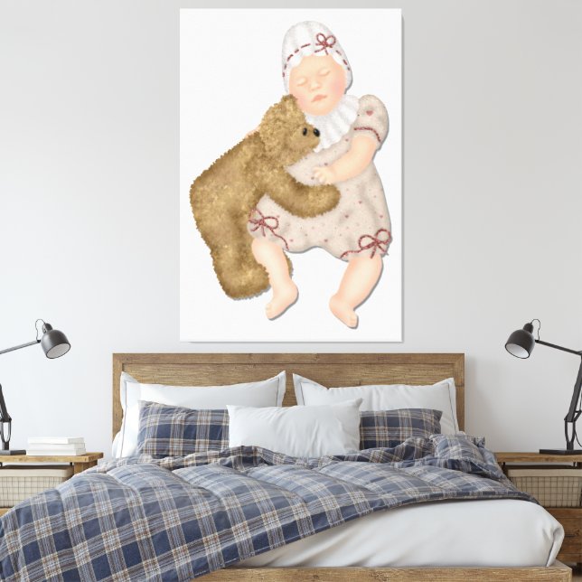 Baby & Bear Wall Art Canvas Print Leinwanddruck (Insitu (Schlafzimmer))