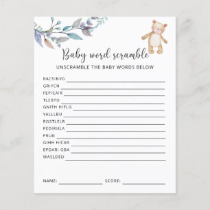 Baby Bear Word Scramble Baby Showspiel