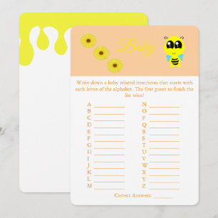 Baby Bee   ABC Baby Shooting Game Card Flyer Einladung