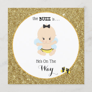 *~* Baby Bee Glitzer Baby Boy Dusche Einladung