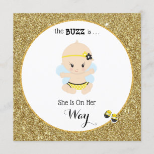 *~* Baby Bee Glitzer Baby Girl Dusche Einladung
