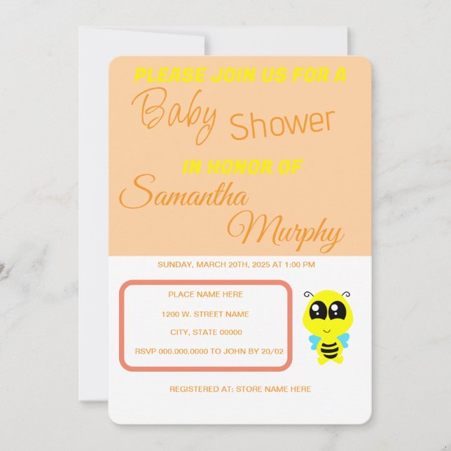 Baby Bee | Invitación de Baby Shower Einladung (Vorderseite)