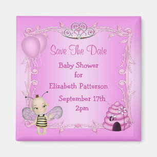 Baby Bee Pink Princess Baby Dusche Save the Date Magnet