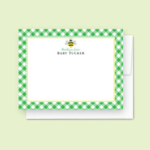 Baby Bee Preppy Gingham Baby Dusche Vielen Dank Mitteilungskarte
