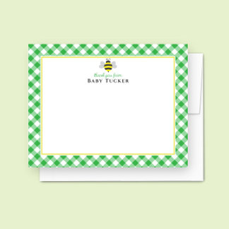 Baby Bee Preppy Gingham Baby Dusche Vielen Dank Mitteilungskarte