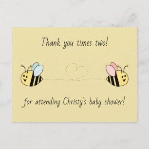 Baby Bee Twin Boy Girl Vielen Dank Postkarte