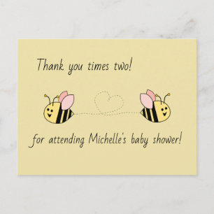 Baby Bee Twin Girls Vielen Dank Postkarte