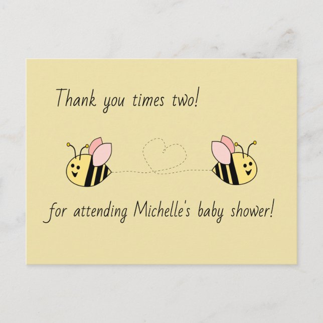 Baby Bee Twin Girls Vielen Dank Postkarte (Vorderseite)