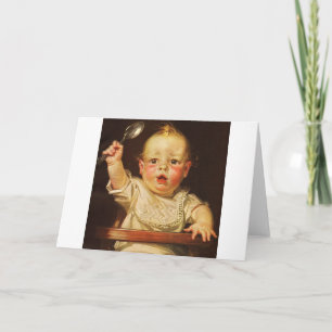 Baby beim Frühstück Karte