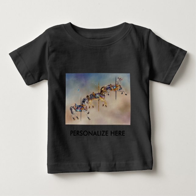 Baby Bekleidung - Drei Karusselpferde T-shirt (Vorderseite)
