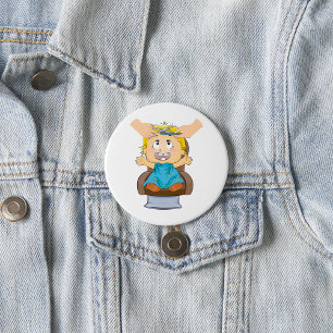 Baby bekommen Haarschnitt Funny Kids Friseur Shop Button