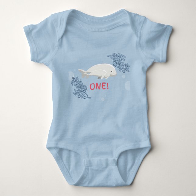 Baby Beluga Erstgeburtstag Bodysuit Baby Strampler (Vorderseite)