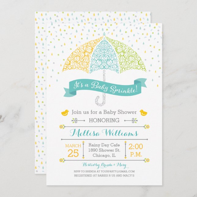 Baby besprühen Duschen-Spitzen- Einladung (Vorne/Hinten)