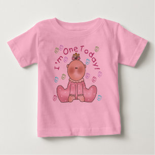 Baby bin ich eins heute baby t-shirt