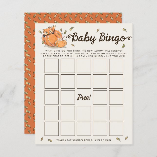 Baby Bingo Autumn Baby Showspiel (Vorne/Hinten)