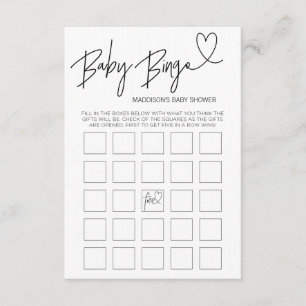 Baby Bingo Baby Duschkarte Schwarz und Weiß Begleitkarte