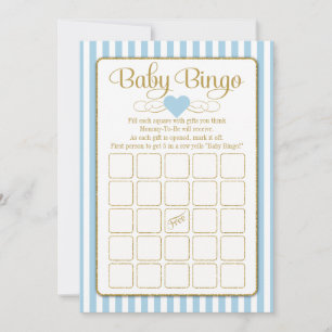 Baby Bingo Blue Gold Boy Baby Showkarten Einladung