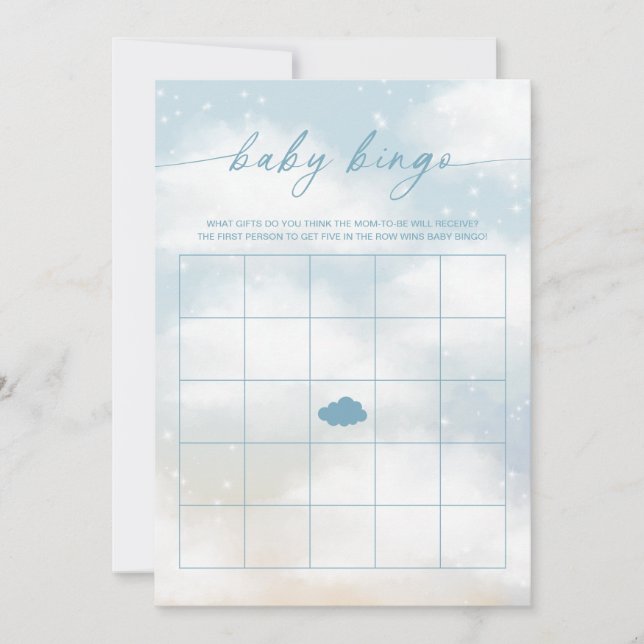 Baby Bingo Cloud 9 Blue Baby Duschgame Einladung (Vorderseite)
