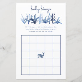 Baby Bingo Game Blue Whale Coral Party Baby Dusche