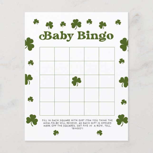 Baby Bingo Happy St. Patrick's Day Green Kleeblatt (Vorderseite)