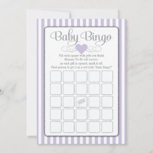 Baby Bingo Lavender Lilac Baby Showgame Cards Einladung