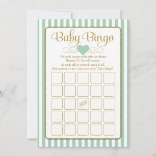 Baby Bingo Mint Green Gold Baby Showkarten Einladung