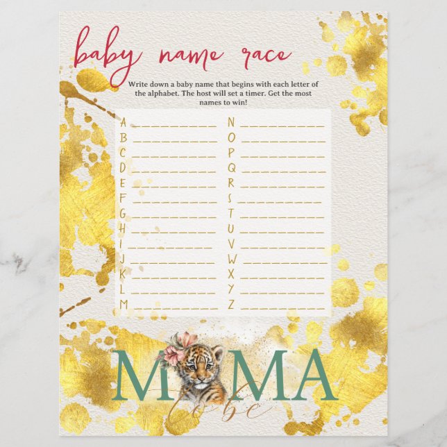 Baby Bingo & Name Race Wild Baby Showspiel Flyer (Hinten)