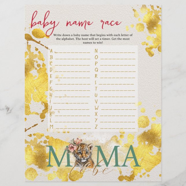 Baby Bingo & Name Race Wild Baby Showspiel Flyer (Hinten)