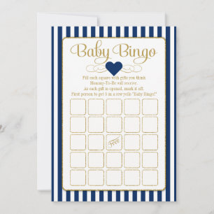Baby Bingo Navy Blue Gold Baby Showkarten