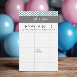 Baby Bingo - Pastel Blue Chevrons Shower Game