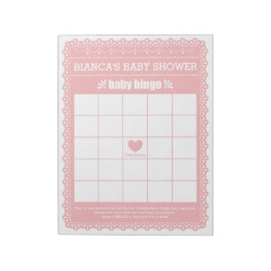 Baby Bingo Pink Papel Picado Baby Showspiel Notizblock