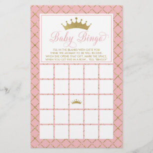 Baby Bingo, Princess Baby Shower Game Flyer