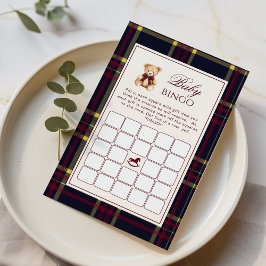 Baby Bingo Teddy Bear Red Kariert Baby Showspiel