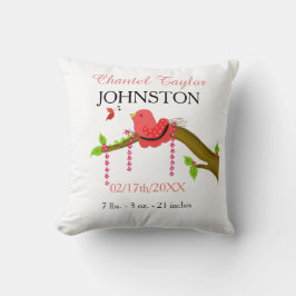 Baby Bird Baby Birth Ankündigung Kissen